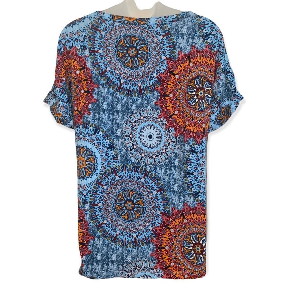 PrinStory Medallion Hippie Boho Summer Top Shirt Blouse, dopamine, EUC- medium M - Picture 5 of 5